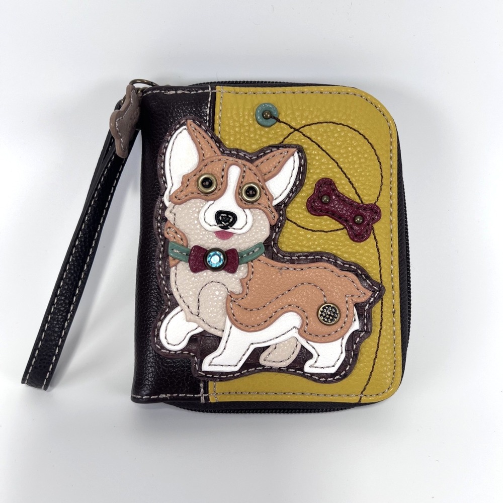 Chala Corgi Puppy Dog‎ Purse Wallet Credit Cards Coins Wristlet